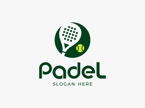 Padel Tennis Play Sport Team Club Racket Ball Modern Vector Logo Design Illustration