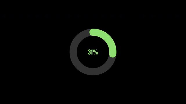 50 Percent Circular Pie Chart Progress Animation with Green Indicator, Transparent Alpha Background, Data Visualization for Dashboards, Reports, Analytics, Presentations and Video Overlay Projects