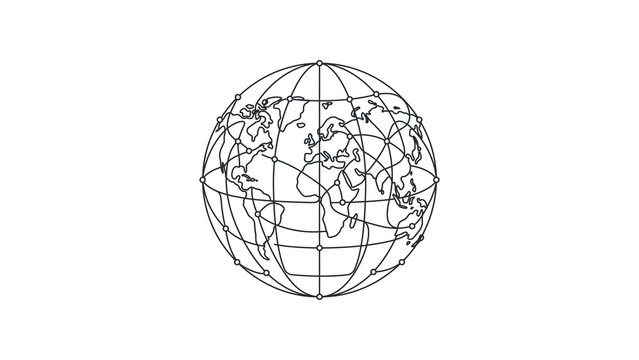 Wireframe illustration of the Earth globe.