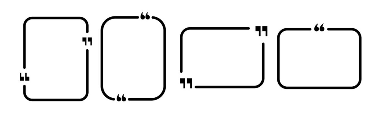 quote box frame line icons set speech border text bubble vector collection