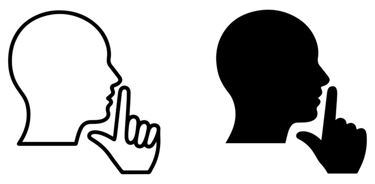 keep quiet silence gesture icon set