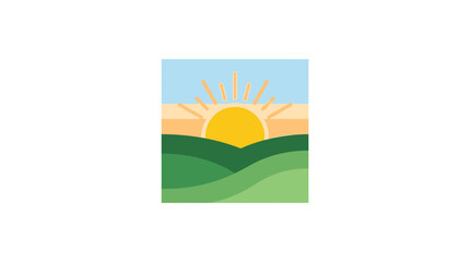 Fototapeta premium Sunrise over rolling green hills landscape.