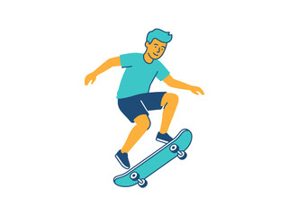 Fototapeta premium A young person performs a cool trick on a skateboard
