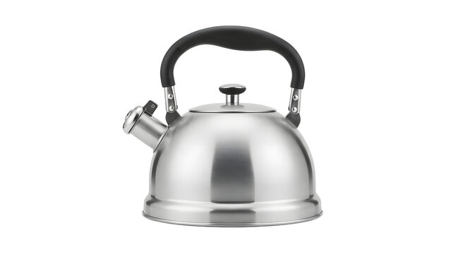 Classic stainless steel whistling kettle for stovetop with black handle
