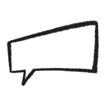 Hand drawn black angled rectangular speech bubble outline