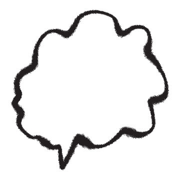 Hand drawn black cloud shaped speech bubble outline