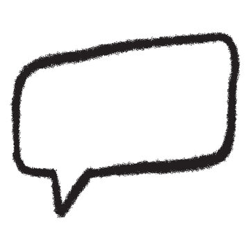 Hand drawn black irregular rounded rectangular speech bubble outline shape