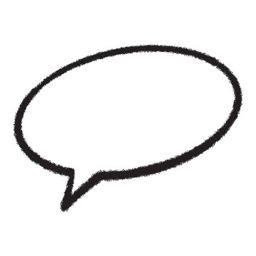 Hand drawn black oval speech bubble outline shape