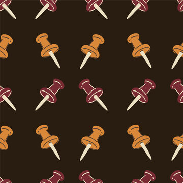 Seamless pattern with office supply, colorful pins background.