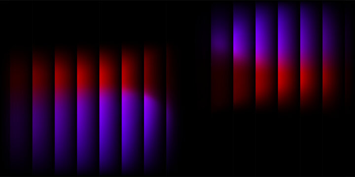 Abstract neon purple and red vertical bar background with gradient illumination on dark backdrop