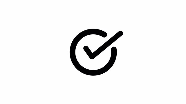Check Mark Icon Animation, Verified Approval Symbol, Success Tick Badge, White Background