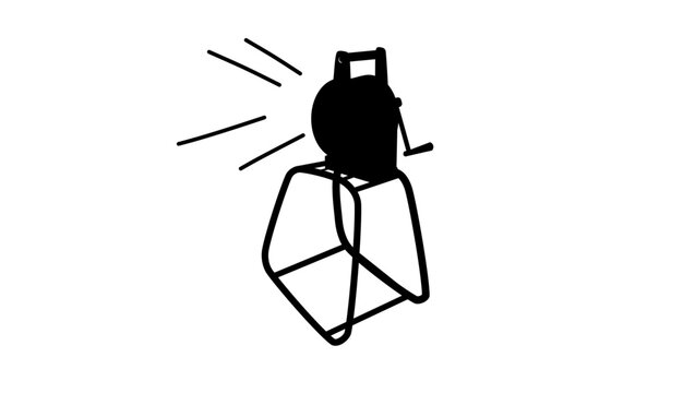 Hand Operated Siren, black isolated vector silhouette