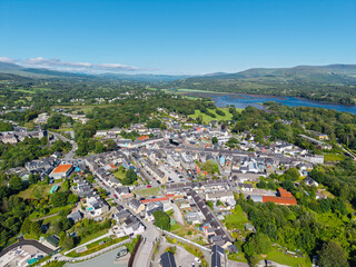Aerial photography of Kenmare in Kerry County, Ireland