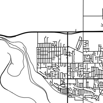 Symbol Map of the City Magna (Utah, USA) showing the city center with a simple road network of black lines