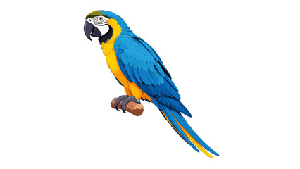 Blue and yellow macaw parrot perched on a branch illustration © icon_art