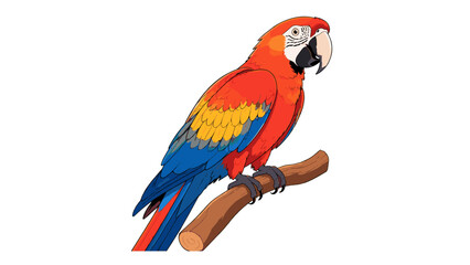 Scarlet macaw parrot perched on a branch vector illustration © icon_art
