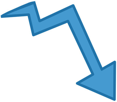 Blue Down Arrow Icon for Decrease and Downward Trend