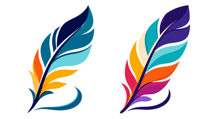 Colorful decorative feather vector set on white background © icon_art