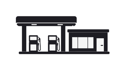 Gas station with fuel pumps and service building icon © icon_art
