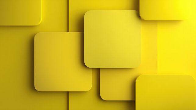 Yellow square abstract background, geometric layered shapes, modern minimal design, vibrant color, creative composition, cheerful mood