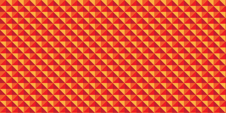 Abstract square red and orange grid tiles cubic shape wall decoration texture. geometric cube decoration wall tiles floor,. vector diamond hexagon triangle wallpaper background.