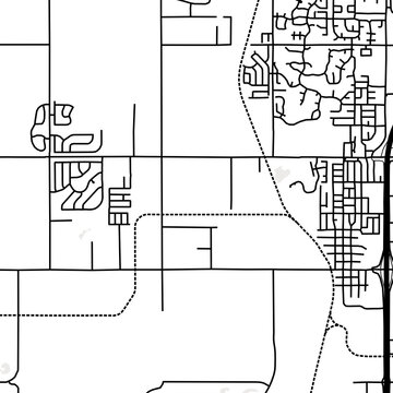 Symbol Map of the City Owasso (Oklahoma, USA) showing the city center with a simple road network of black lines