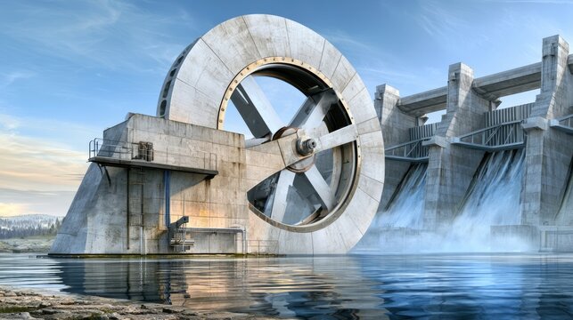 Radial Gate Spillway with Housings and Trunnion Bearings at Hydroelectric Dam
