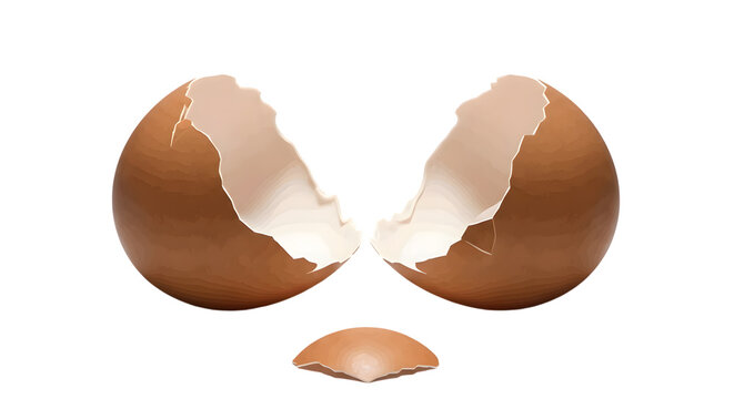 Broken eggshell pieces isolated on transparent background easter and spring concepts