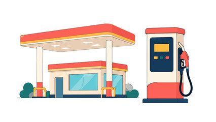 Vector illustration of a gas station with fuel pump © Andrei
