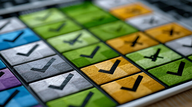 Feature comparison icon grid displaying eight service tiers in structured column rows, checkmark and cross indicator symbols, alternating shading bands, category label headers, and tooltip annotatio