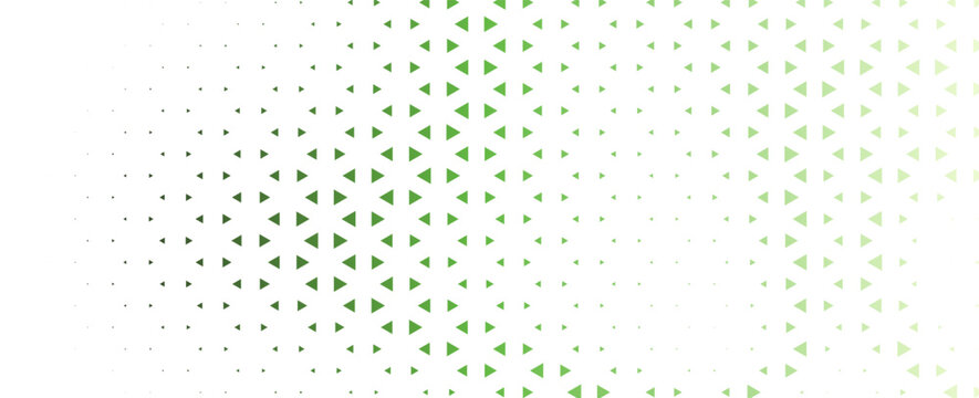 Abstract green triangle halftone pattern on white background. Geometric wave design vector illustration.
