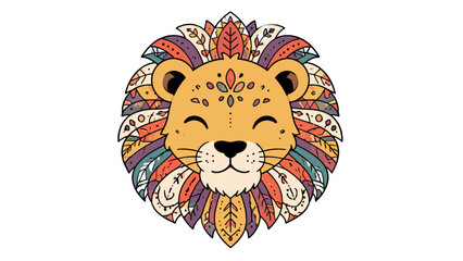 Decorative lion head with patterned feather mane vector © Andrei
