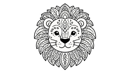Decorative lion face with ornate patterned mane outline © Andrei