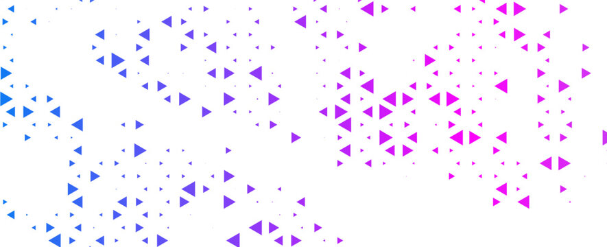 Abstract colorful triangle halftone wave on white background. Modern violet blue geometric vector design.
