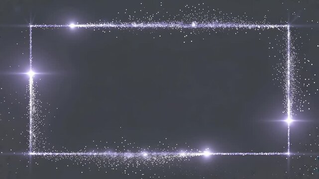 Minimal rectangular frame made of tiny glowing particles  particles orbiting smoothly