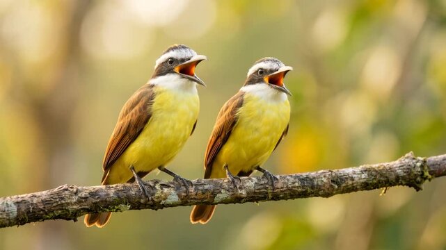 two great kiskadee close up in pantanal wetlands brazil morning light video