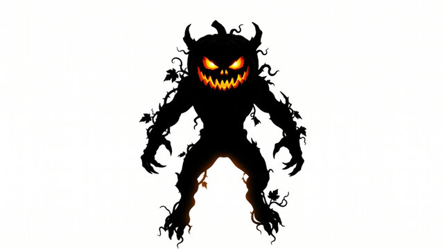 Scary Halloween Pumpkin Monster Silhouette Vector Illustration