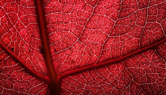 Red Leaf Cellular Vein Macro Texture
