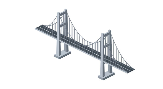 Large isometric grey suspension bridge structure