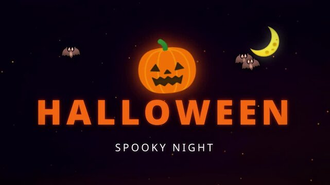 Spooky Halloween Night Motion Graphic With Glowing Pumpkin And Dark Background