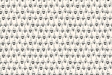 Black and white panda faces pattern. Cute animal design background © Asif Creations