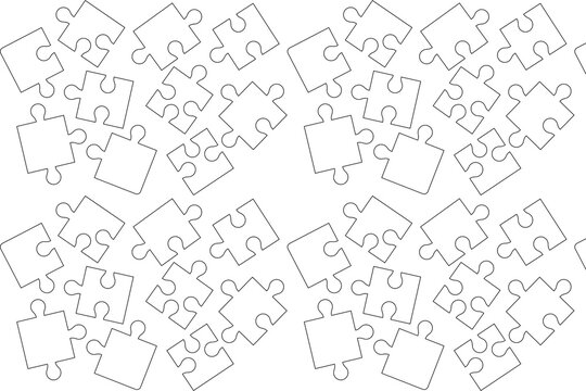 Jigsaw puzzle pieces scattered. Uncompleted puzzle background