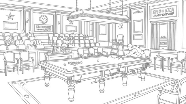 Man playing billiards in a classic pool hall setting.