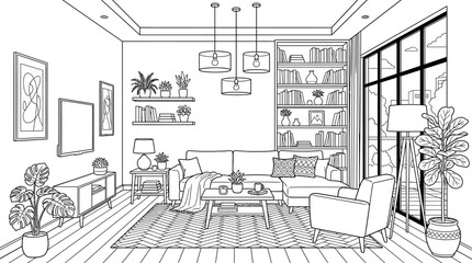 Fototapeta premium Modern living room interior with comfortable sofa and stylish decor.