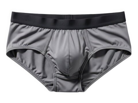 Gray men's brief underwear with black waistband