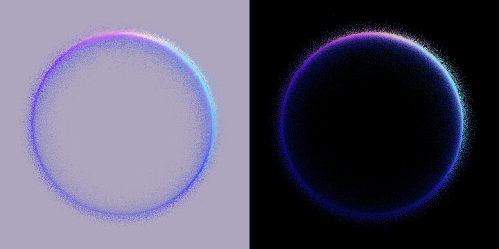 Purple blue cosmic dust sphere with particle texture. Isolated png overlay for abstract sci-fi magic design, galaxy concepts, and ethereal orb visualization