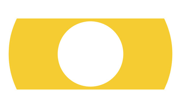 Minimalist billiard nine ball with a yellow stripe and blank circular center isolated on a white background sport and recreation concept