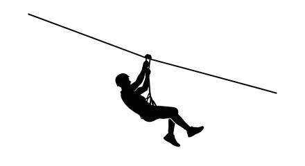 Man Riding Zip Line Silhouette. © Nb