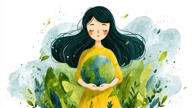 Corporate social responsibility illustration flat design front view sustainability theme water color vivid