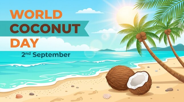 world coconut day logo and poster vector illustration